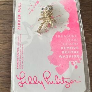 Lilly Pulitzer White Palm Tree Zipper Pull